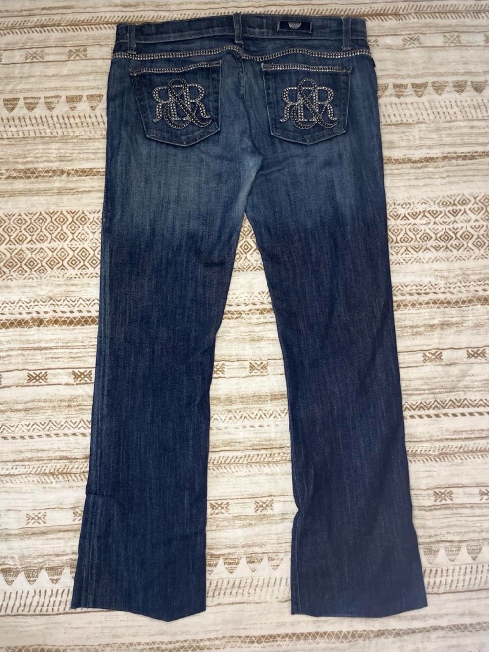 Rock & Republic Dark Blue Bootcut Jeans with Rhinestone Back Pockets